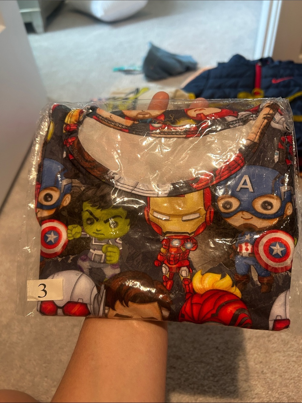 Marvel Avengers Kids Pajama Top - Black Multicolor Superhero Print short sleeve